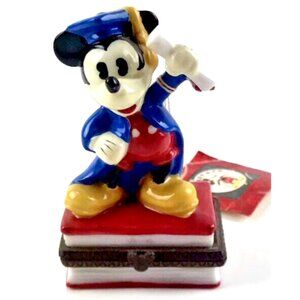 Disney Mickey Mouse Graduate Trinket Box Ceramic Midwest of Cannon Falls w Tag